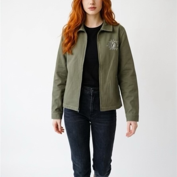 IPD Jackets & Blazers - Women's Olive Utility Zip Jacket with Embroidered Chest